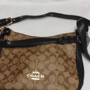 Coach Brown and Black Shoulder Bag with Monogram Ellie File